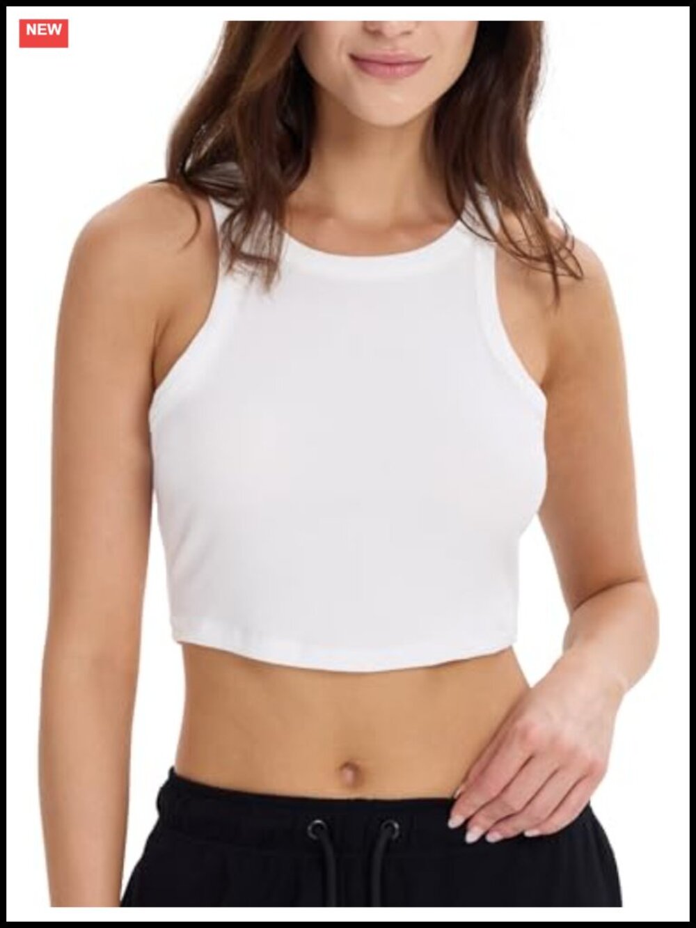 Modal Blend Cropped Tank Top Athletic Gym Yoga Ribbed Sleeveless Workout